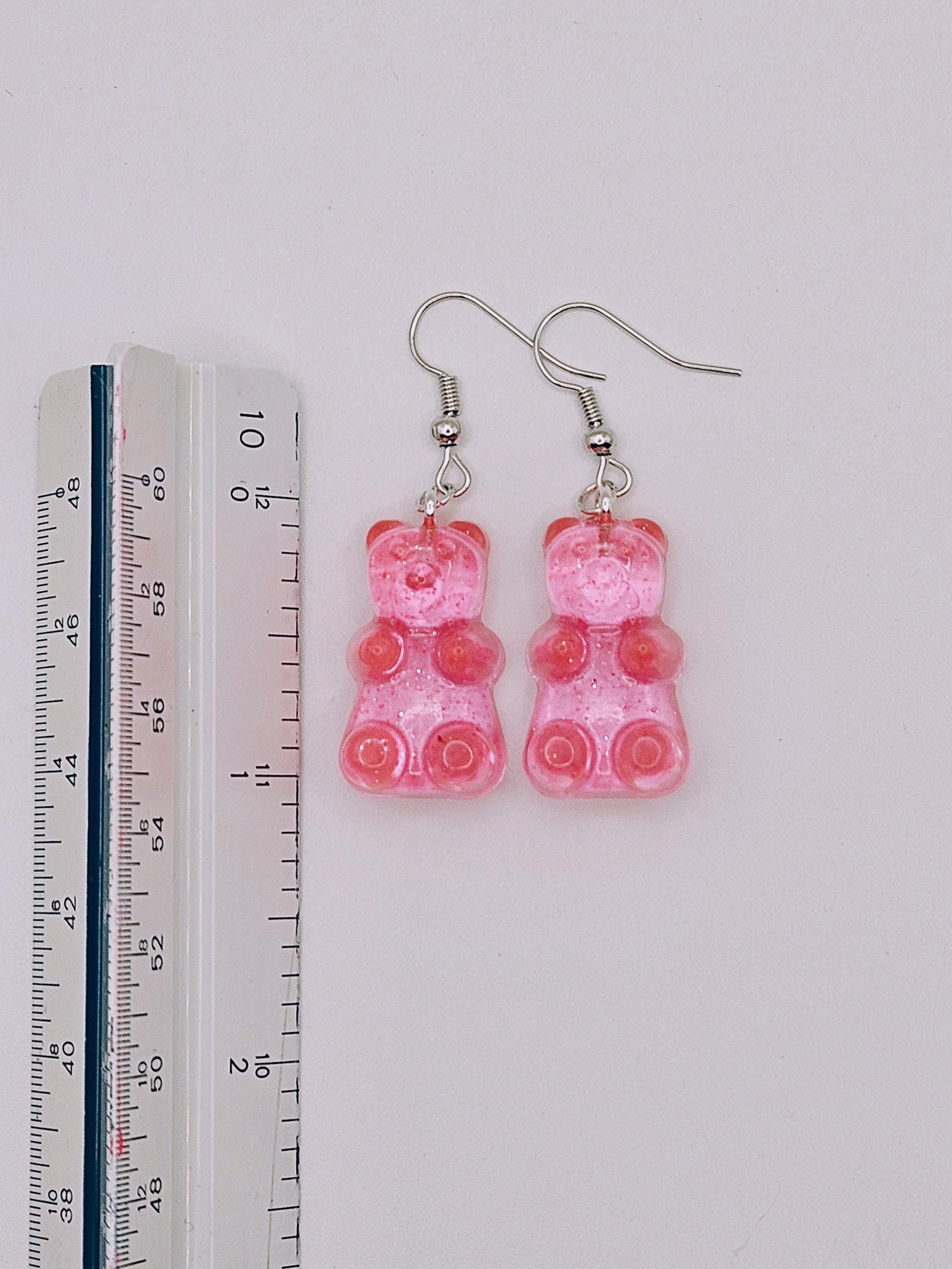 Rainbow Gummy Bear Resin Earrings | Y2K Kawaii Dangle Candy Jewelry
