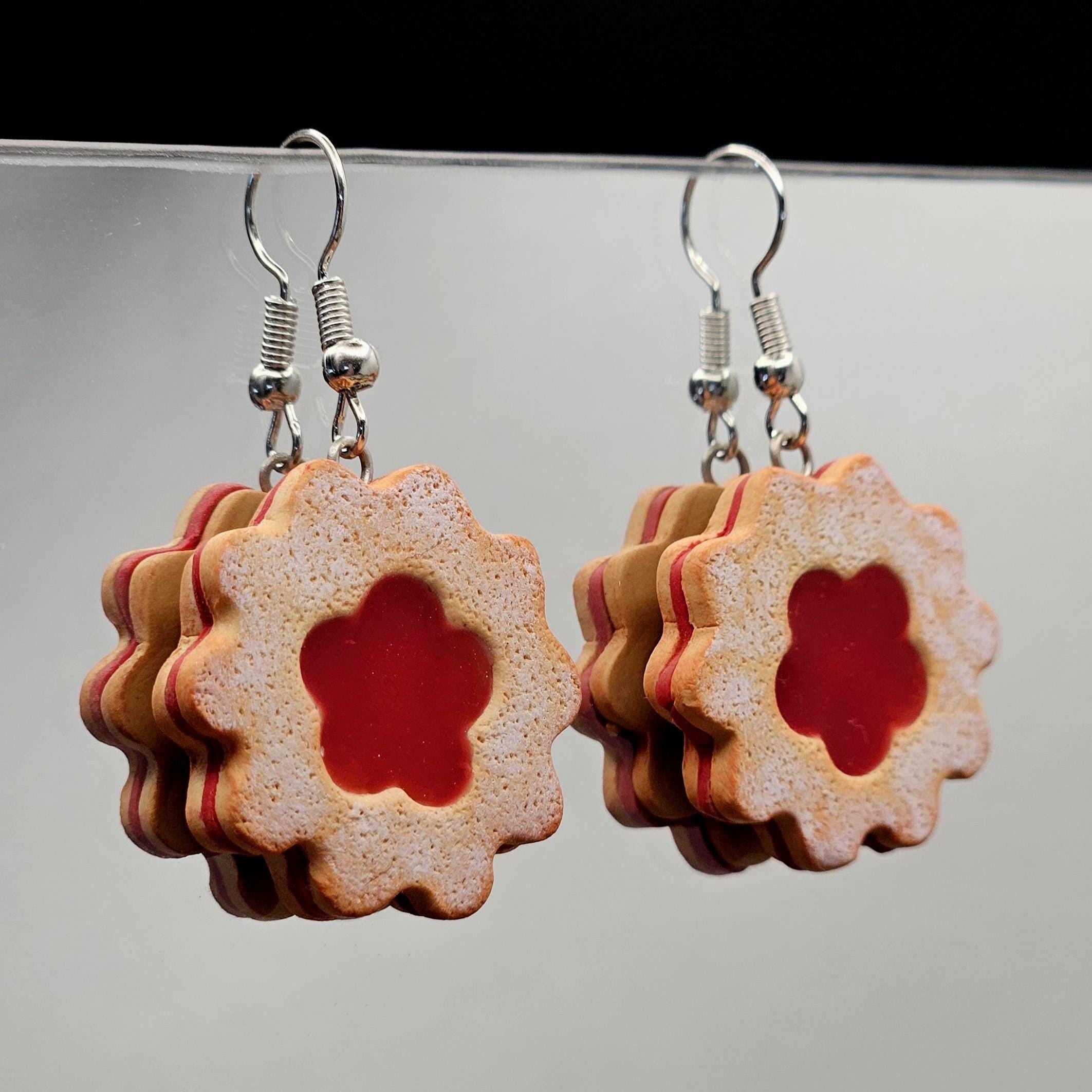 Linzer cookie polymer clay earrings