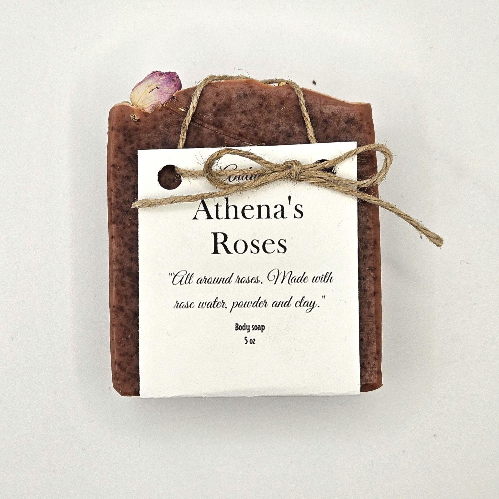 Athena's Roses Cold Process Soap Bar | Rose Water, Rosr Powder and Clay Cleansing Bar