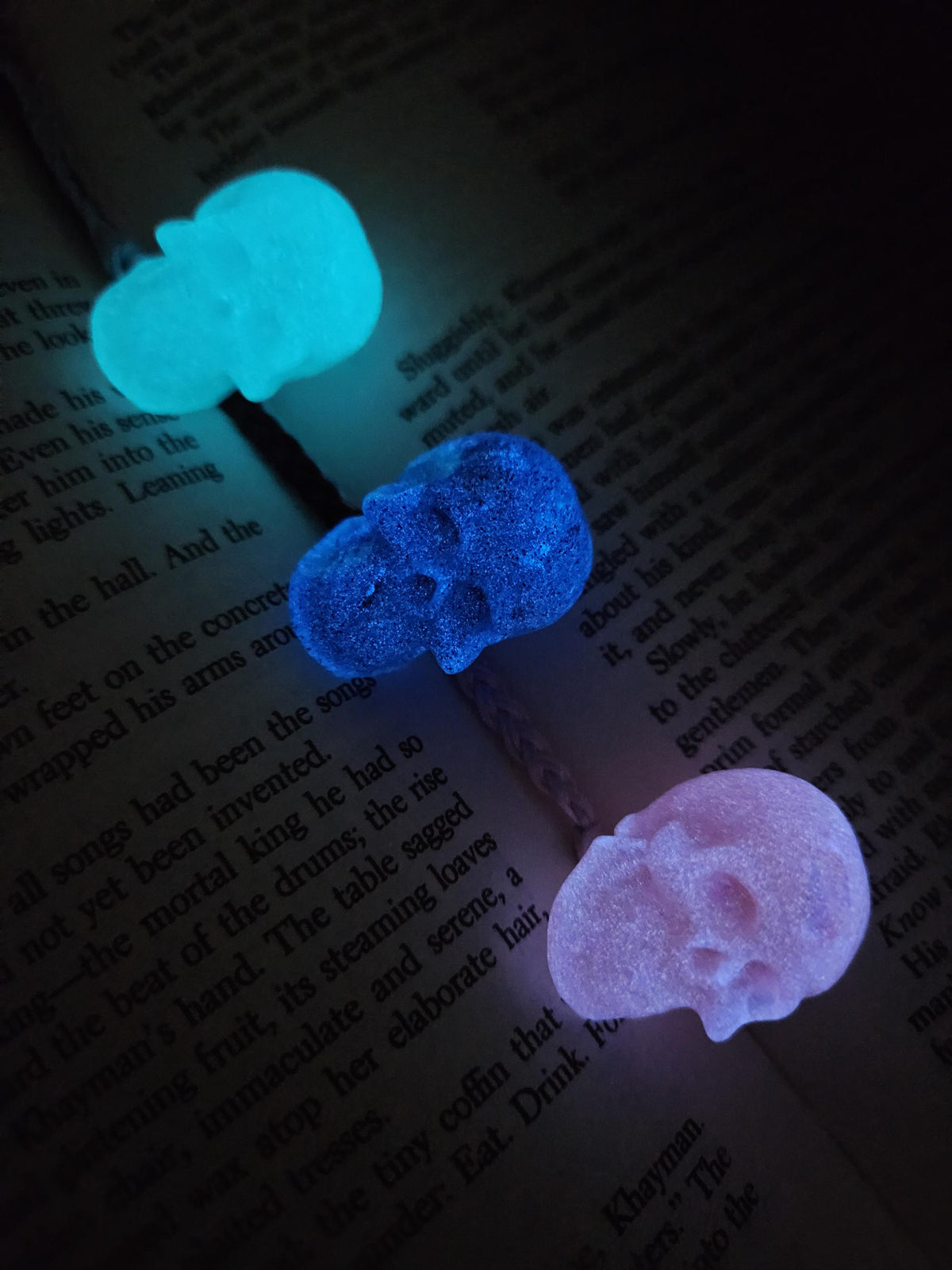 Glow in the dark iridescent skull bookmark