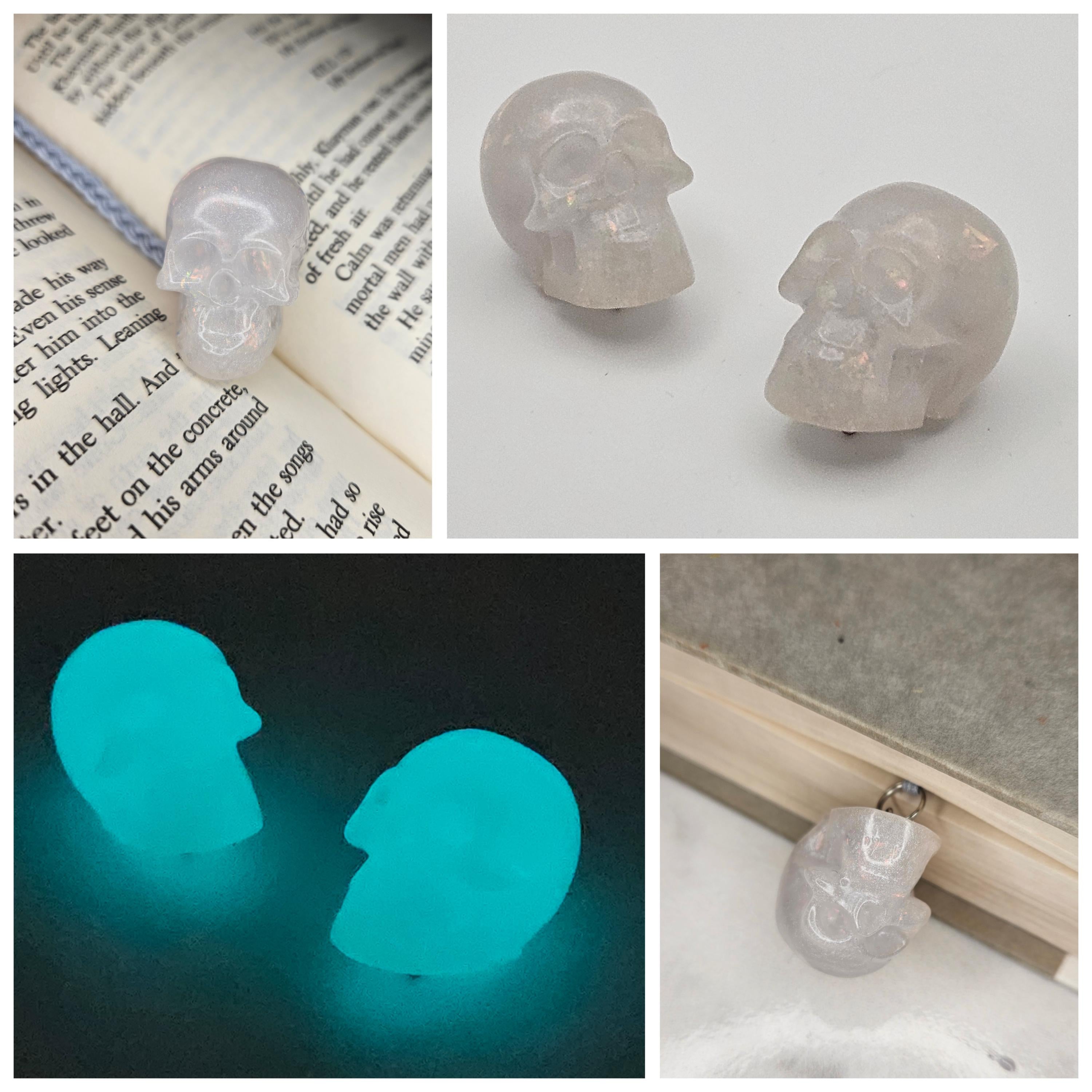 Glow in the dark iridescent skull bookmark