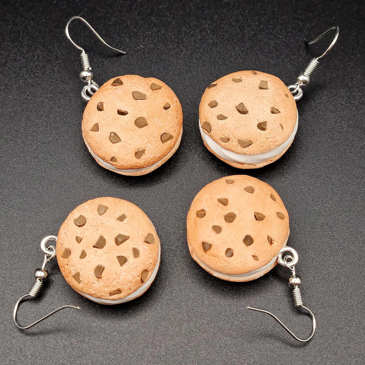 Chocolate chip cookie ice cream sandwich earrings