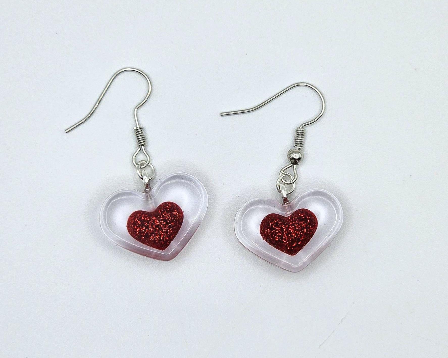 Video Game Style Heart Container Earrings | Fantasy Resin Jewelry