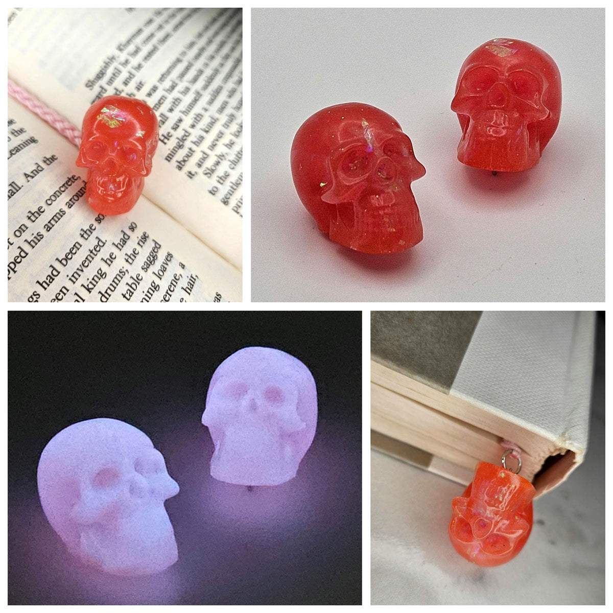 Glow in the dark iridescent skull bookmark