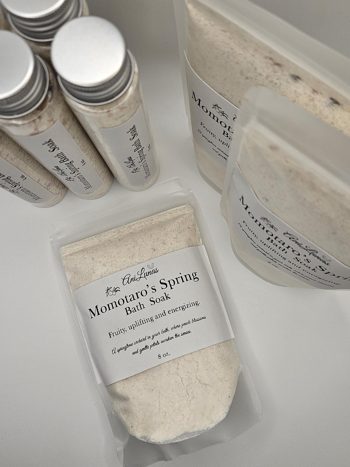 Japanese Inspired Bath Soak Trio | Kodama, Momotaro, Sakura Scents | Epsom and milk salt baths