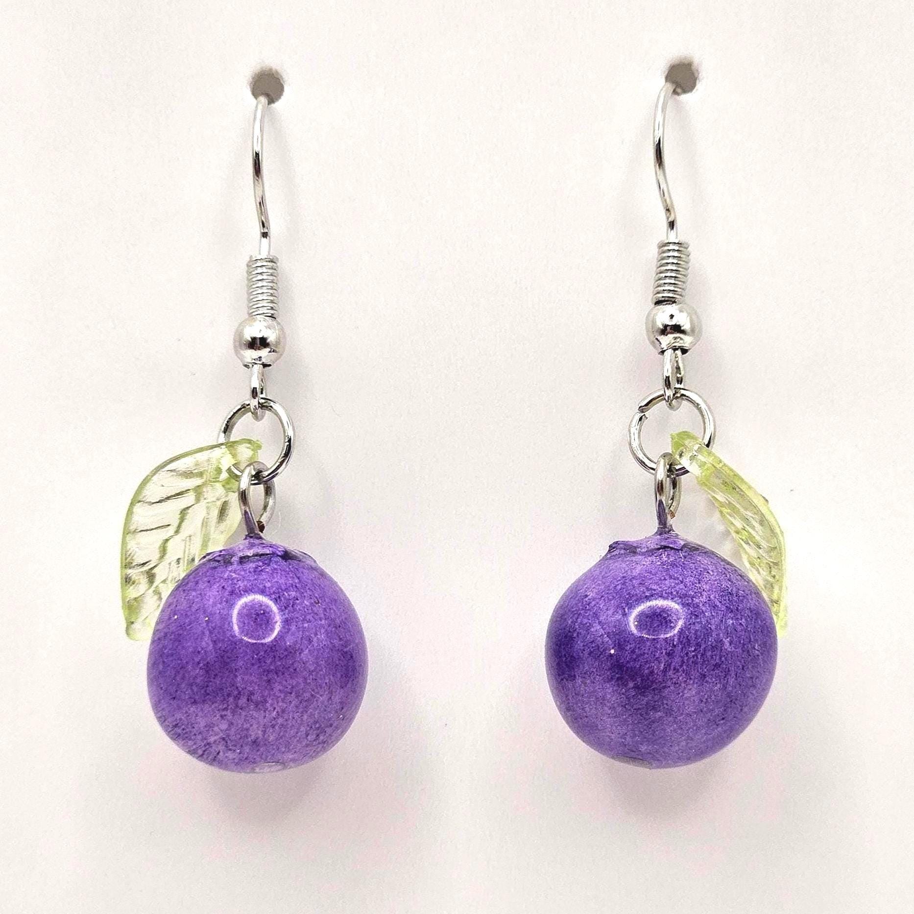 Blueberry polymer clay earrings