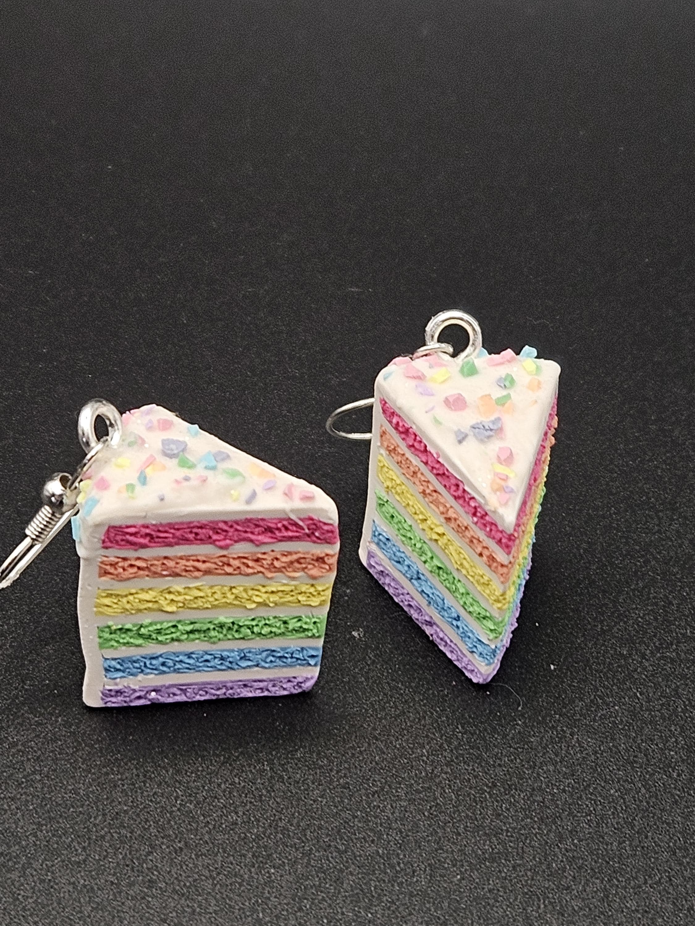 Rainbow cake earrings