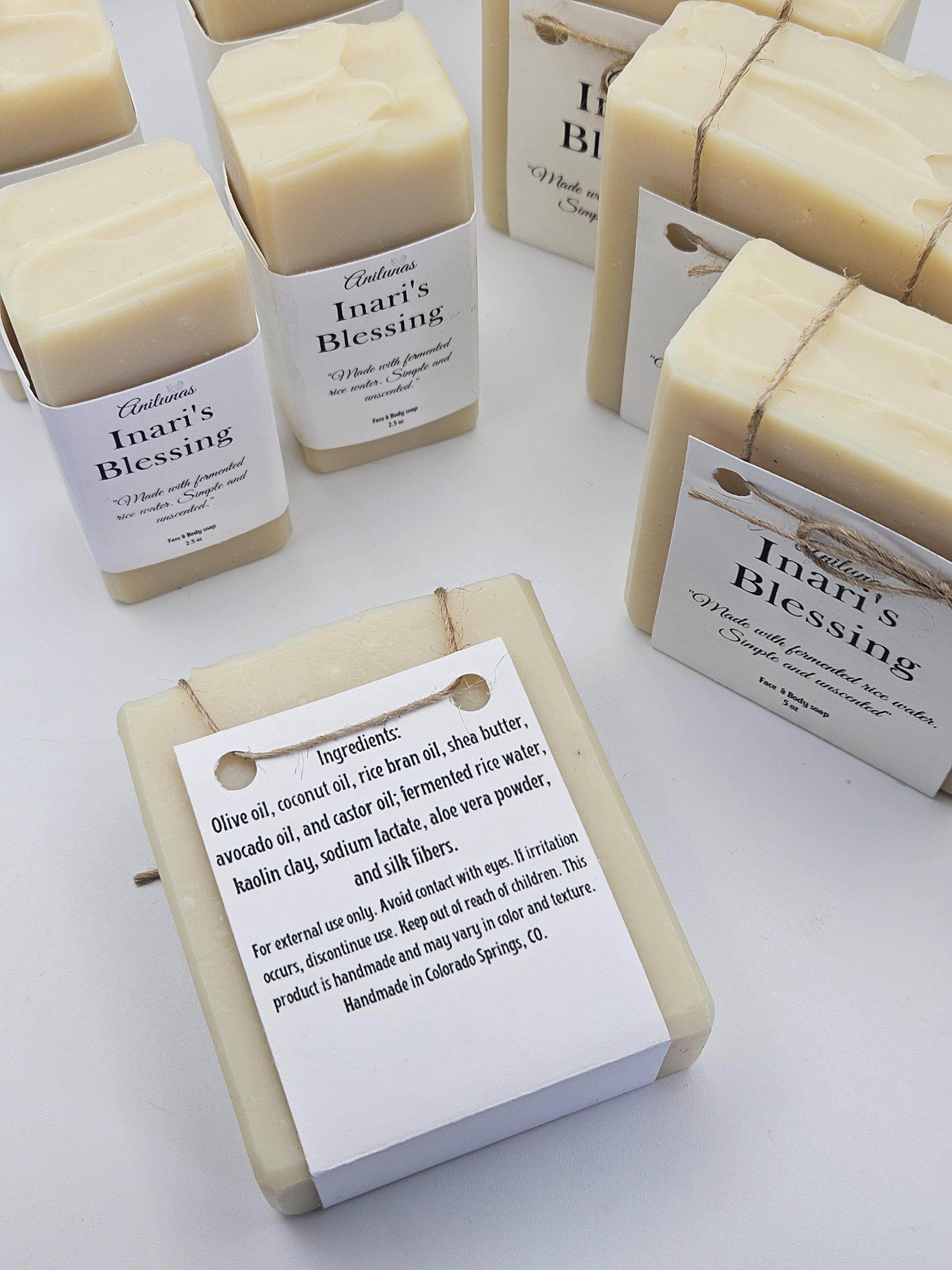 Inari's Blessing Soap | Fermented Rice Water, Aloe & Silk | Unscented Face and Body Bar