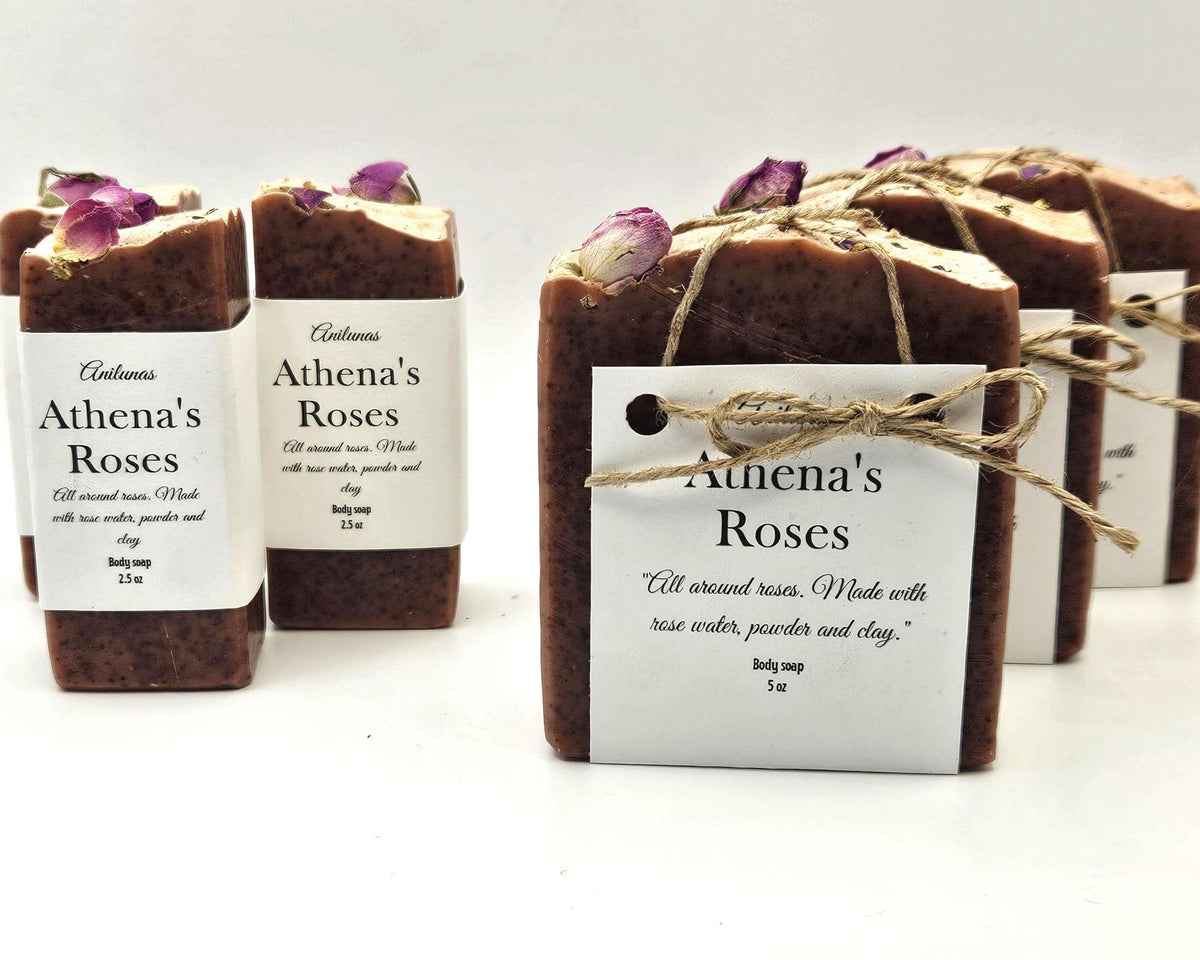 Athena's Roses Cold Process Soap Bar | Rose Water, Rosr Powder and Clay Cleansing Bar