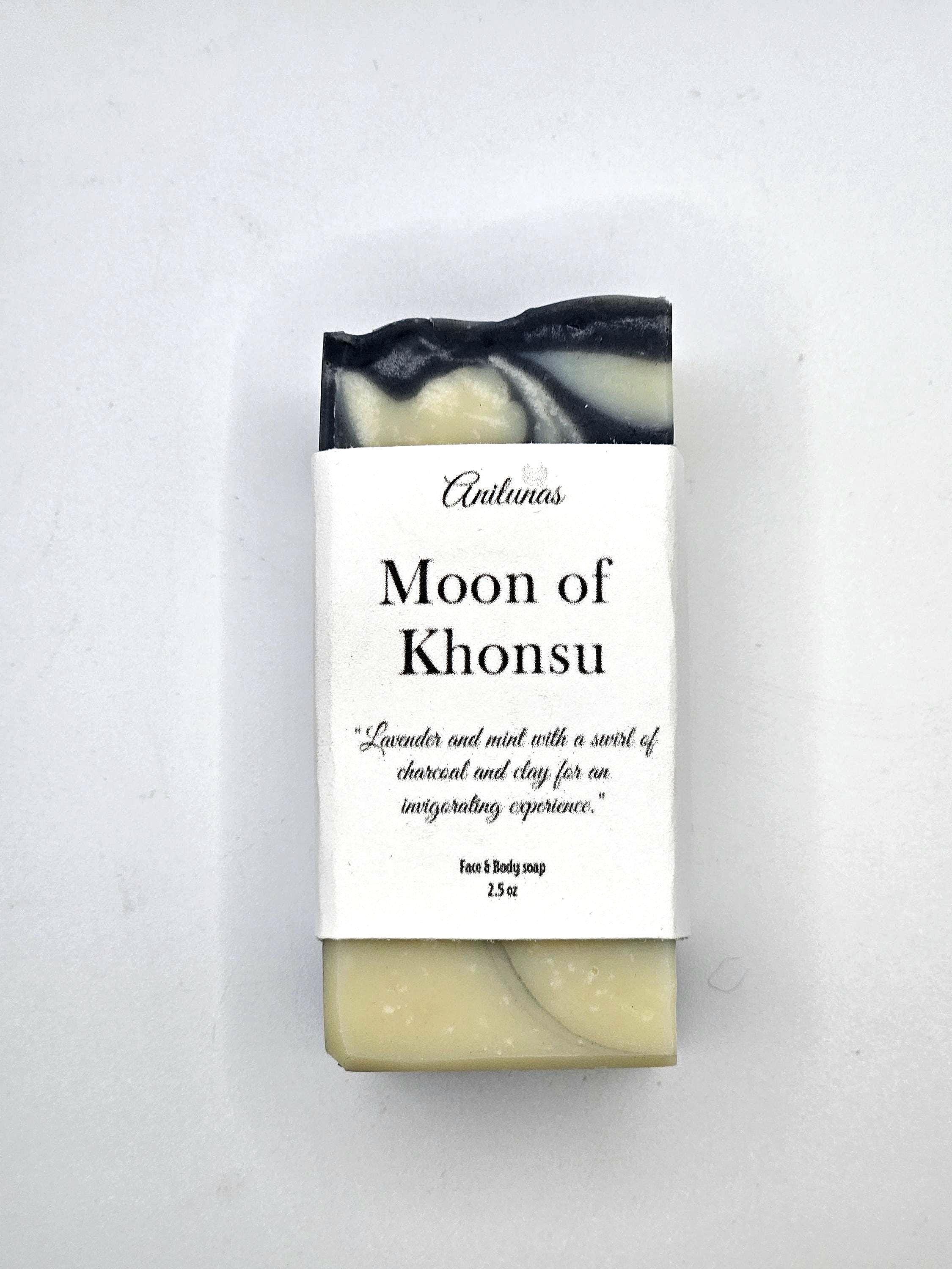 Moon of Khonsu Soap | Lavender Mint Charcoal Bar | Cold Process Cleansing
