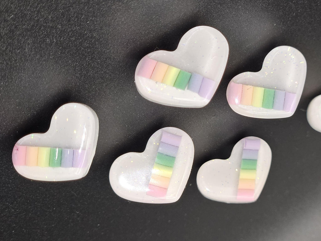 Rainbow hearts stud earrings