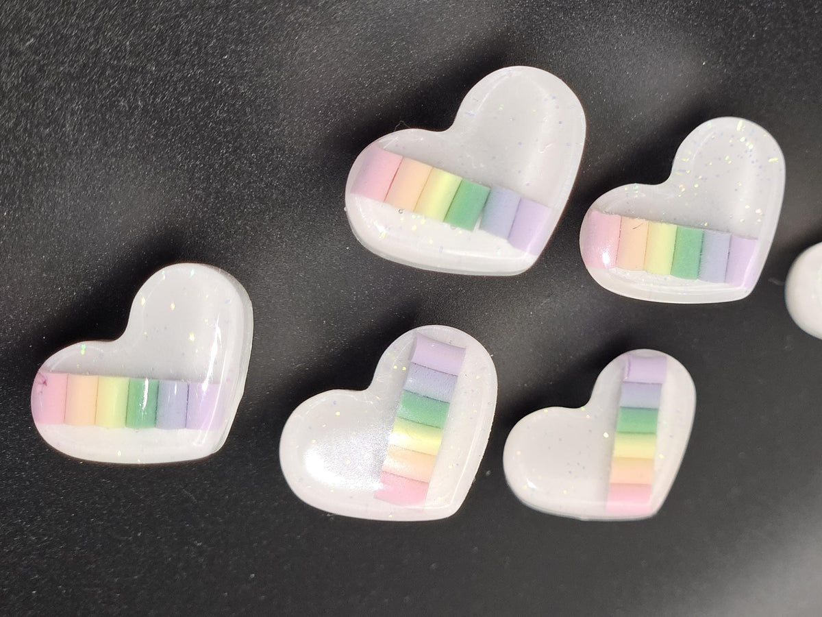 Rainbow hearts stud earrings