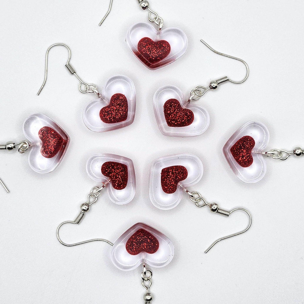Video Game Style Heart Container Earrings | Fantasy Resin Jewelry