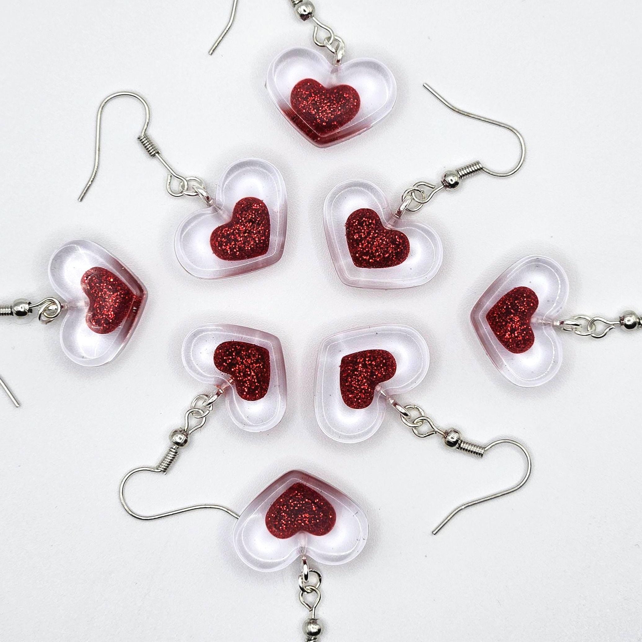 Video Game Style Heart Container Earrings | Fantasy Resin Jewelry