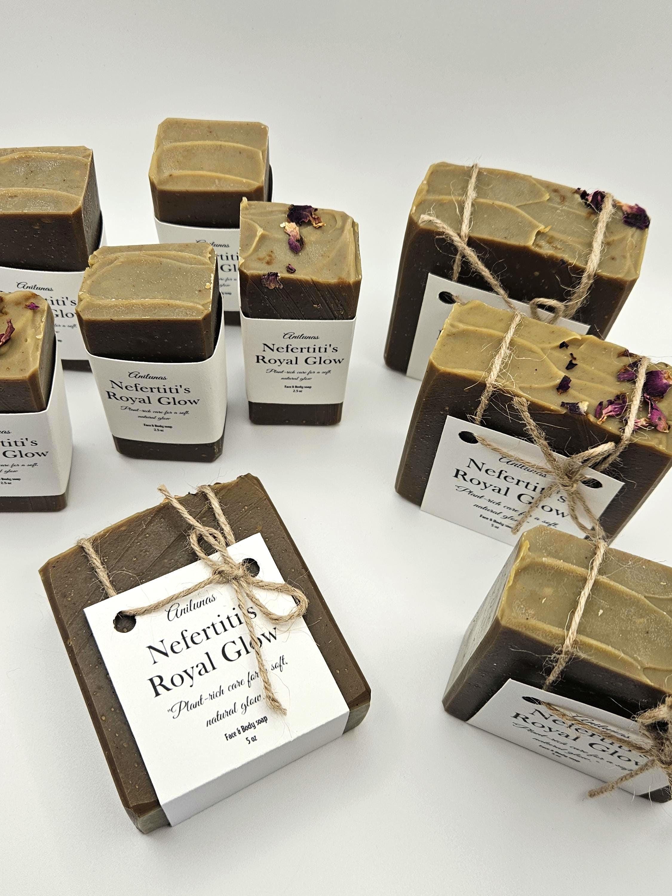 Nefertiti's Royal Glow Face Body Soap | Herbal Natural Skincare, Moringa Matcha Soap
