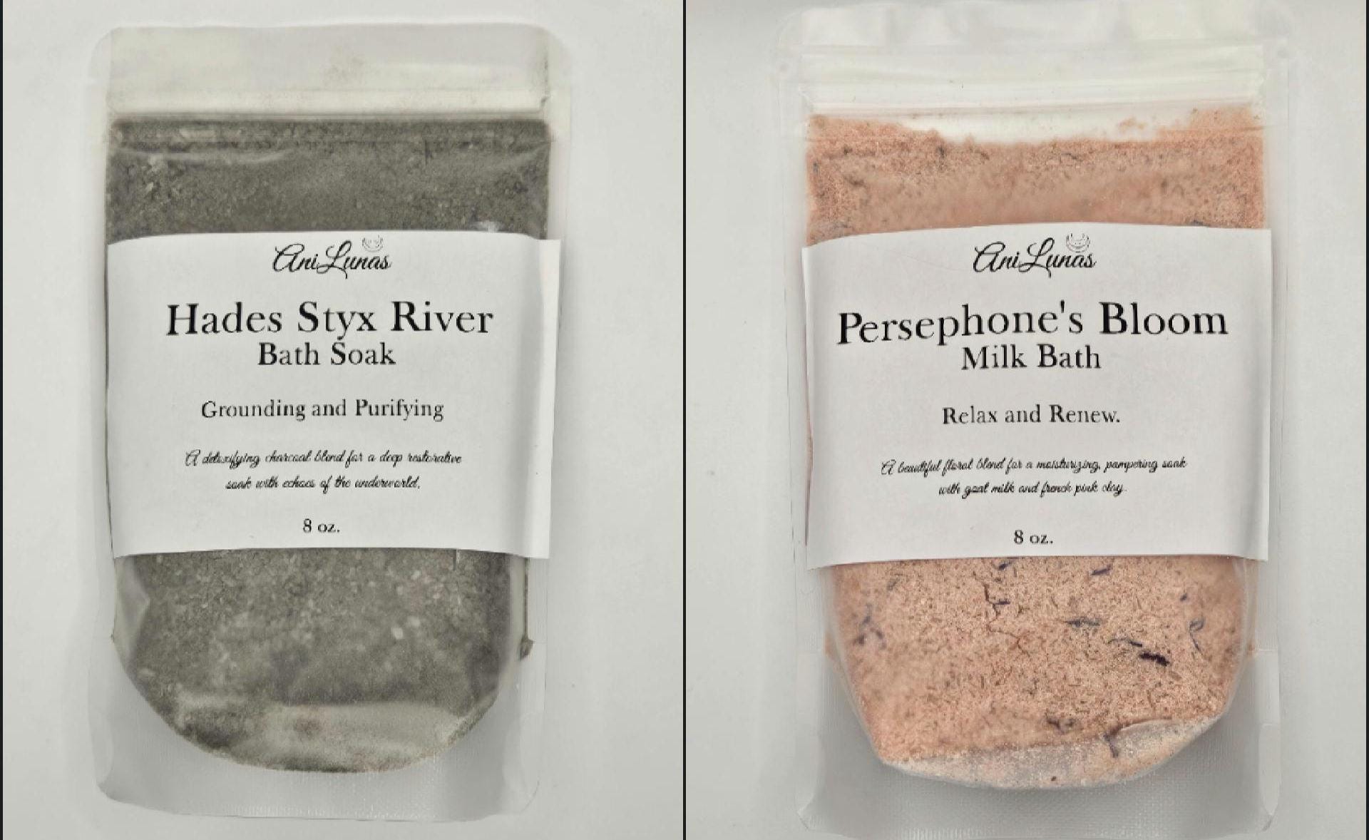 Hades Detox Soak, Persephone Milk bath | Charcoal, Goat Milk, Floral, Detoxifying bundle set
