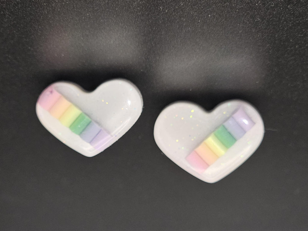 Rainbow hearts stud earrings