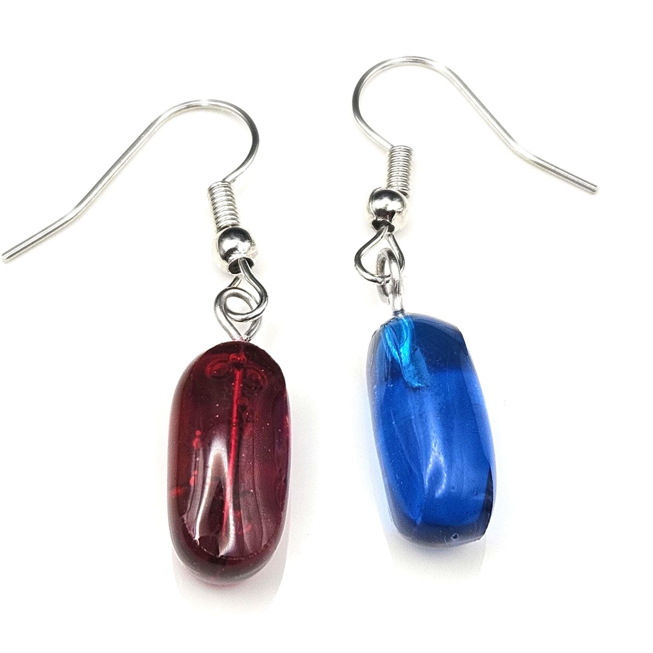 Blue pill Red pill resin earrings. What will you choose?