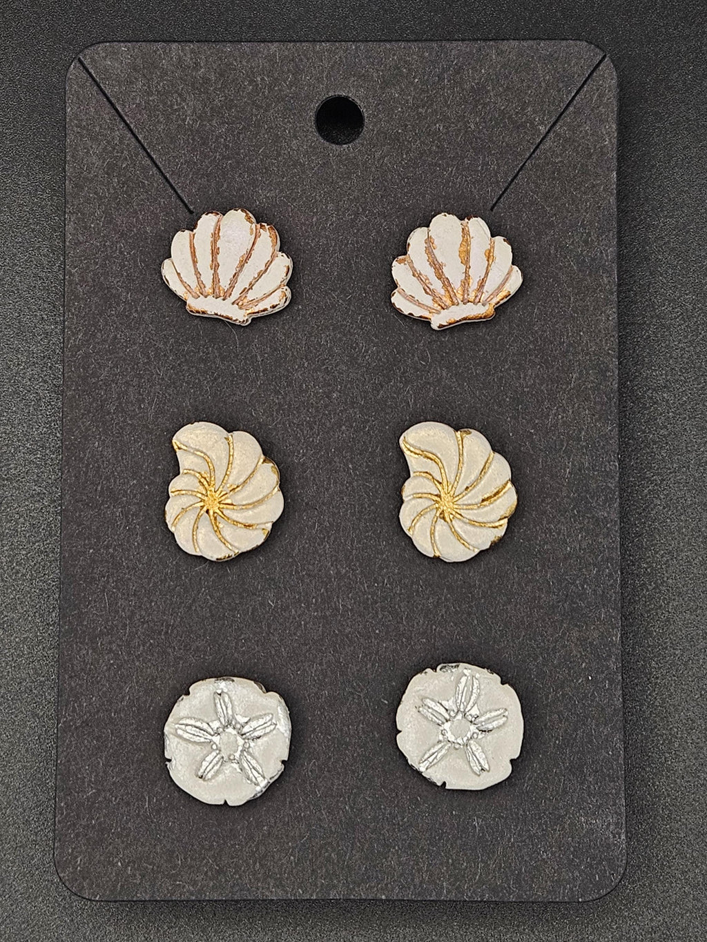 Ocean themed stud earring collection. Under the ocean, the beach and shellys.