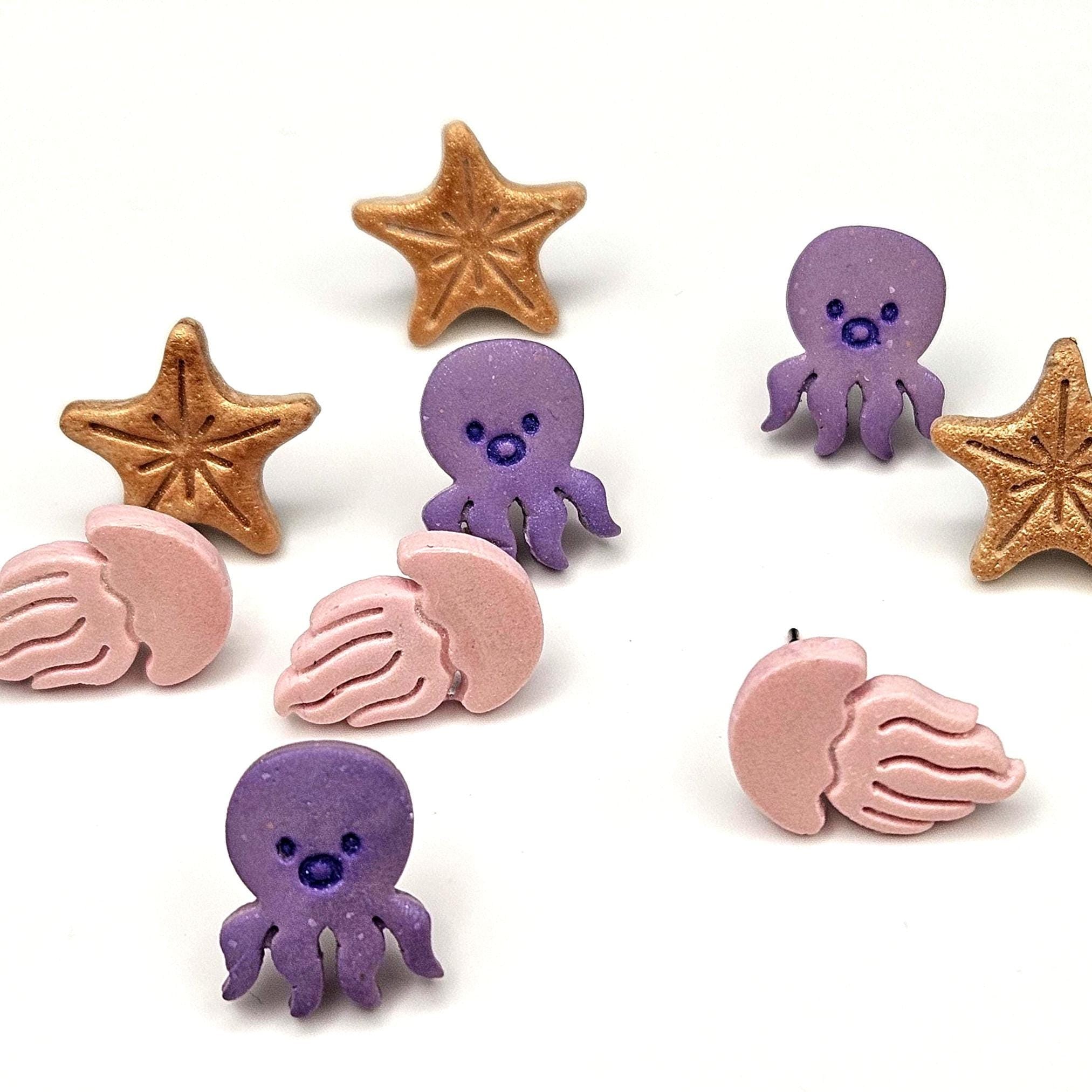 Ocean themed stud earring collection. Under the ocean, the beach and shellys.