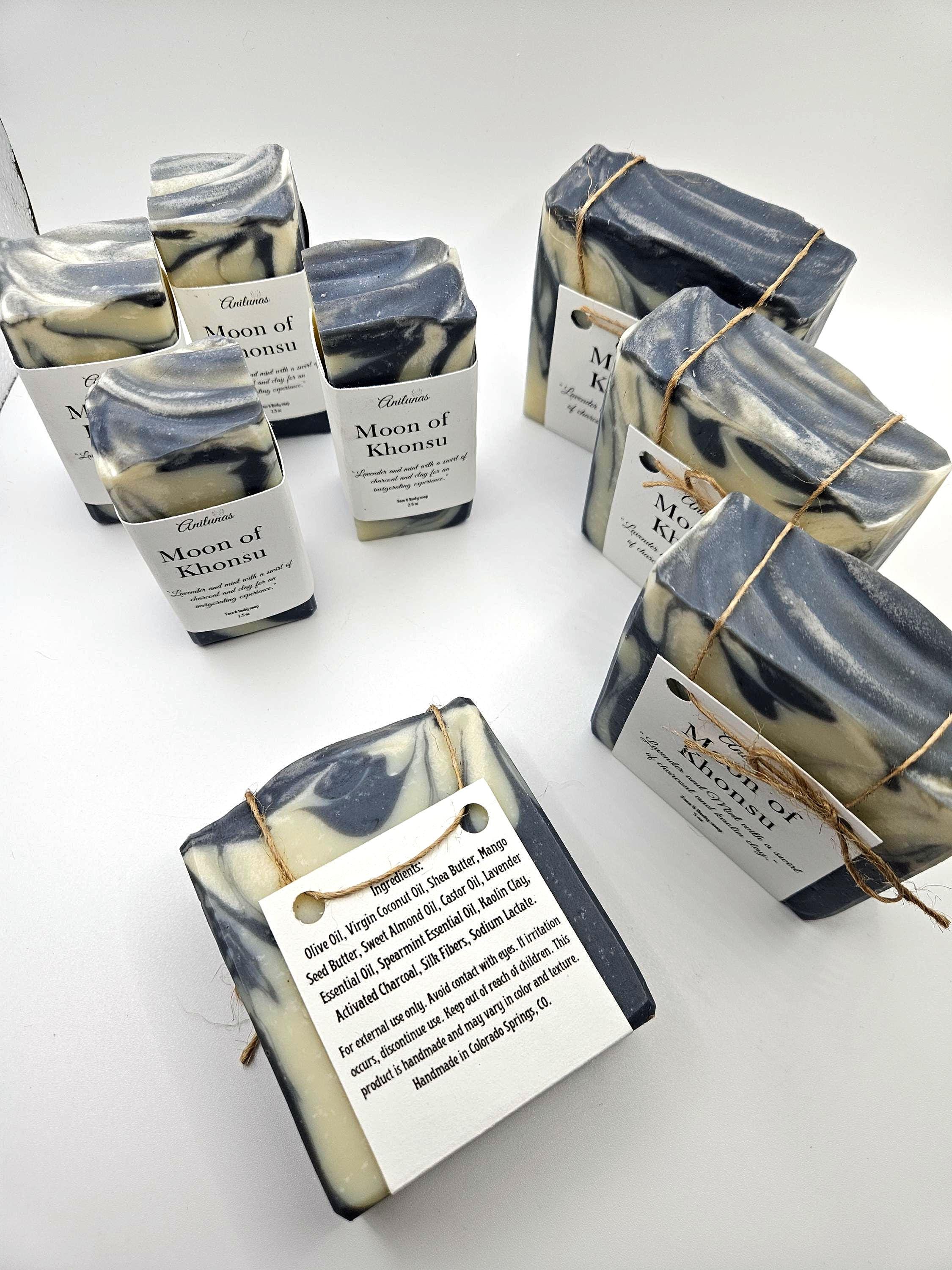 Moon of Khonsu Soap | Lavender Mint Charcoal Bar | Cold Process Cleansing