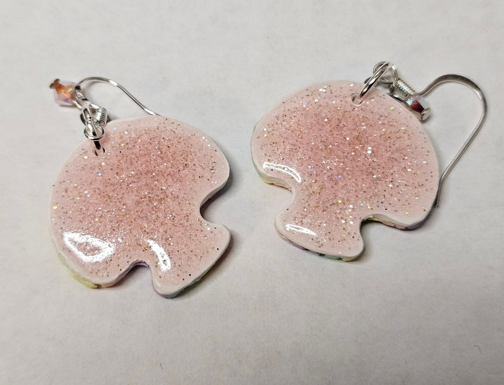 Mushroom Rainbow Earrings with knitted effect