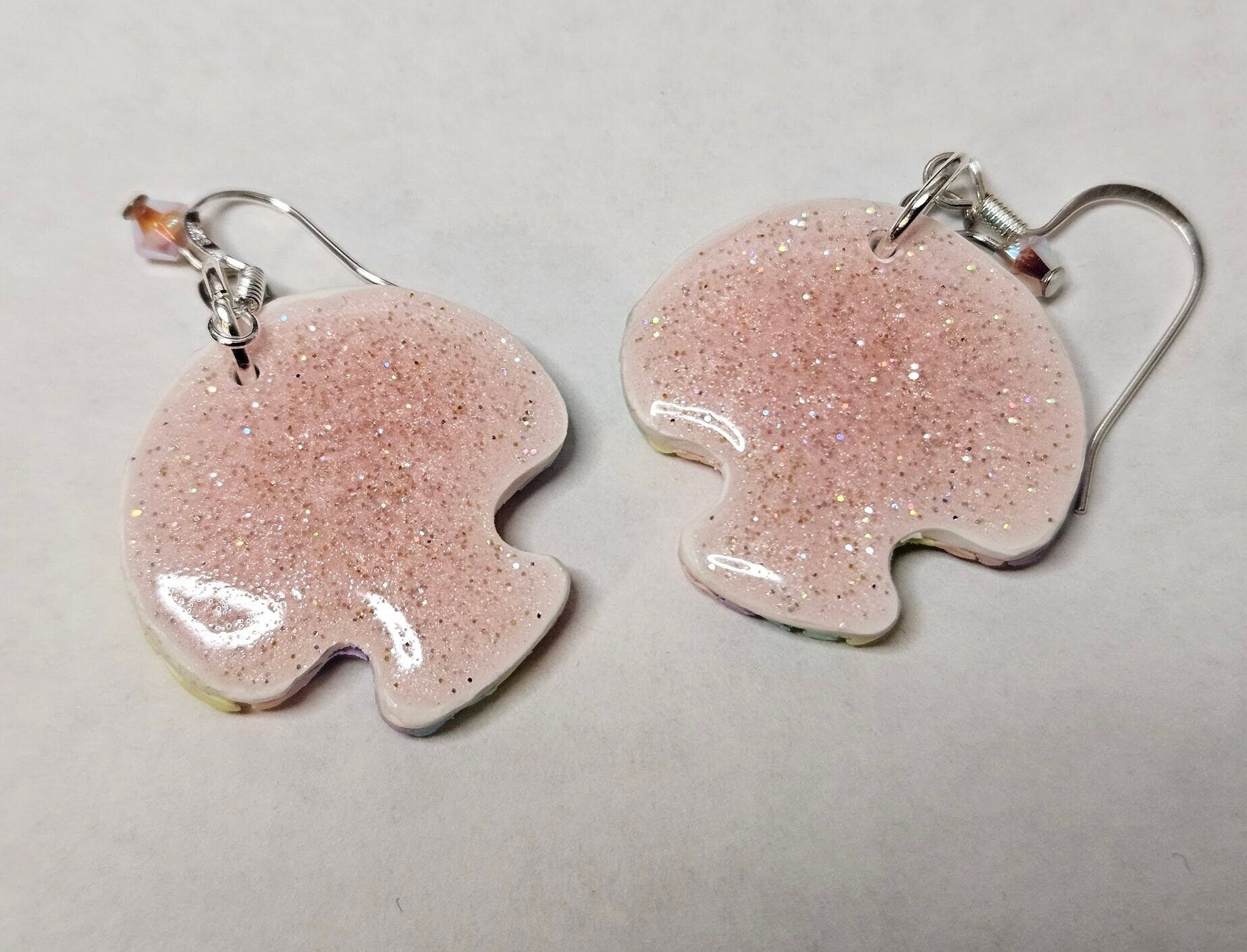 Mushroom Rainbow Earrings with knitted effect