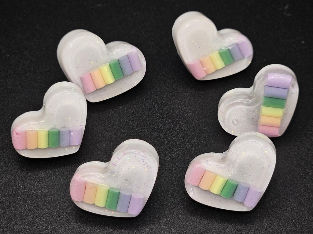 Rainbow hearts stud earrings