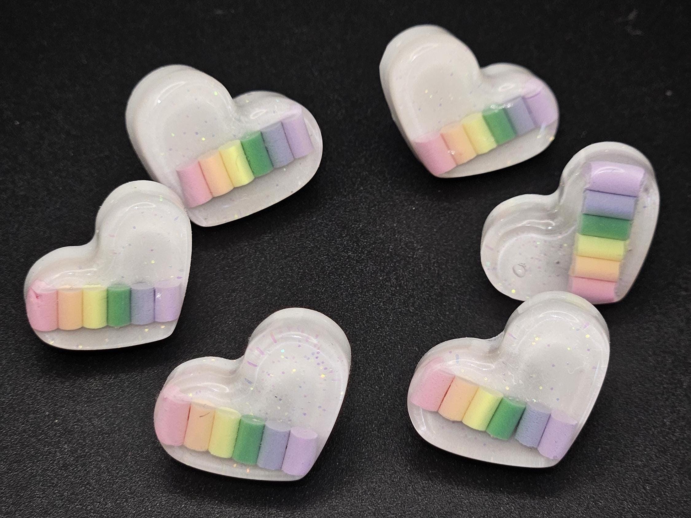 Rainbow hearts stud earrings