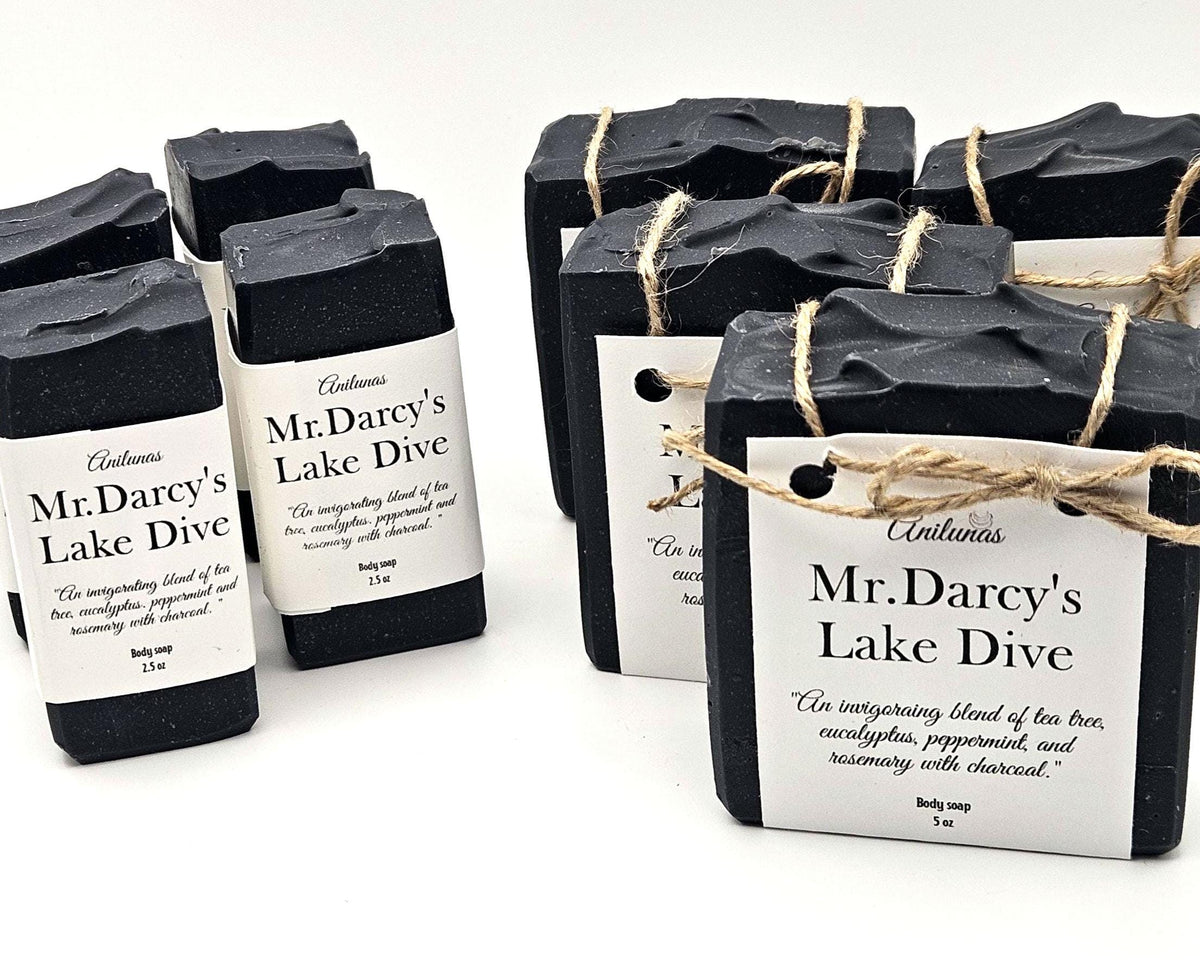 Mr. Darcy's Lake Dive Charcoal Body Bar | Eucalyptus, Peppermint, Rosemary essential oils mens Soap