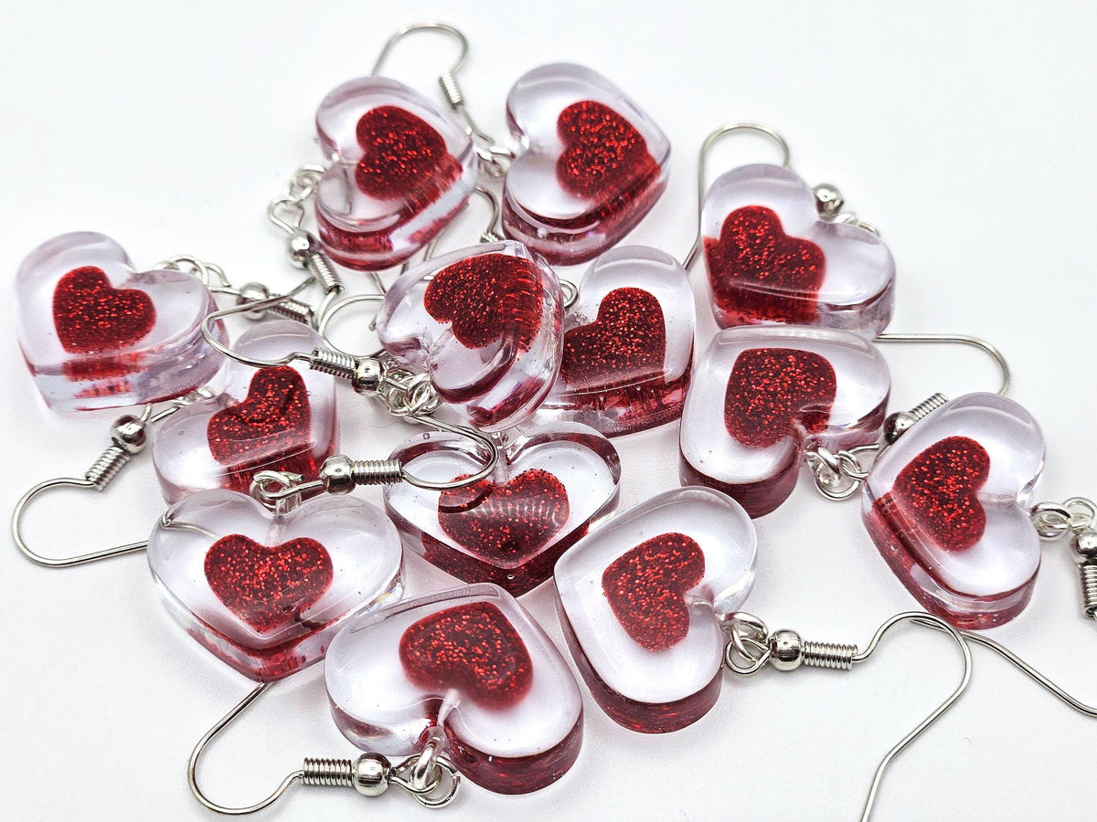 Video Game Style Heart Container Earrings | Fantasy Resin Jewelry
