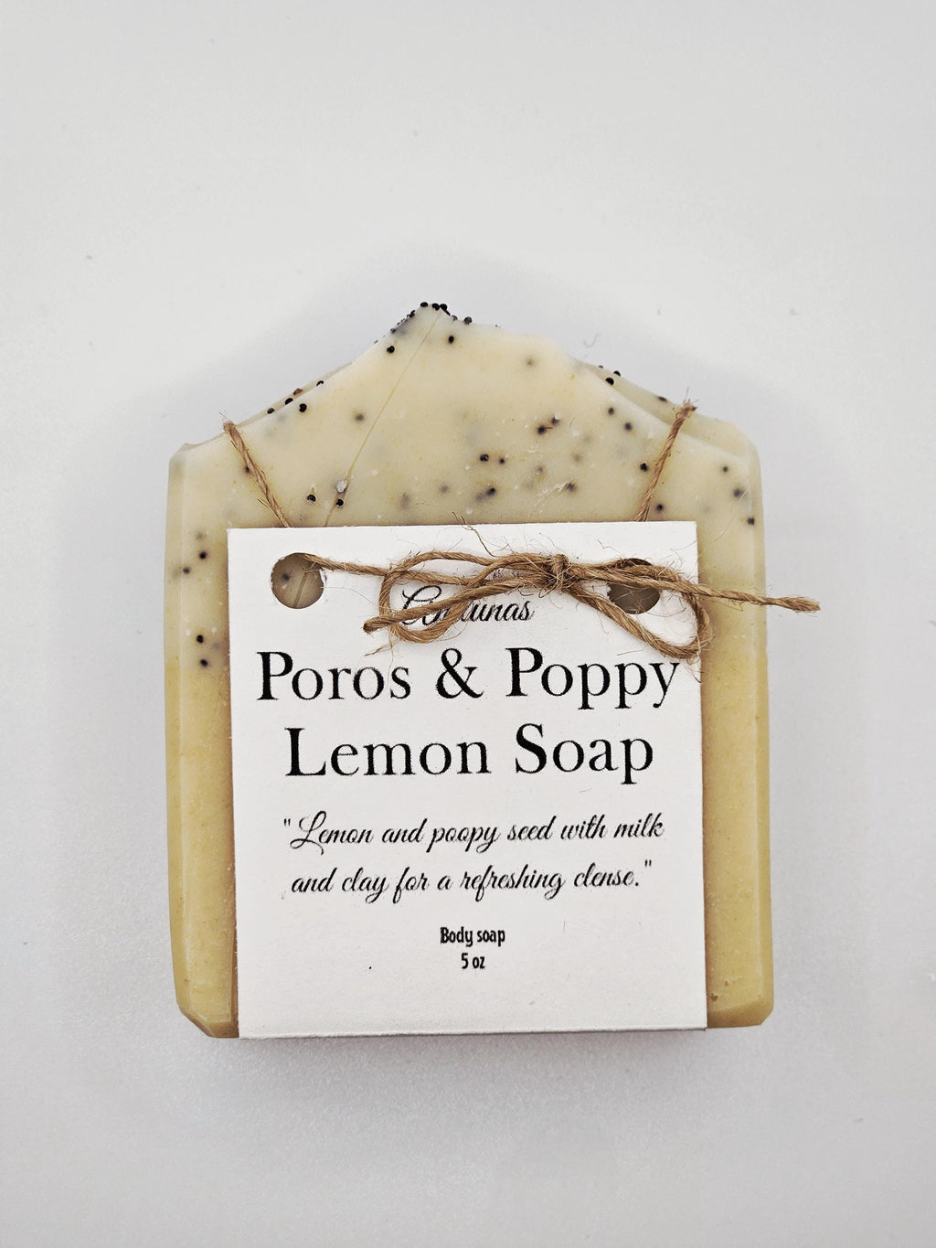 Handmade Lemon Poppy Seed Soap Bar | Natural Cold Process Exfoliating Clay Soap