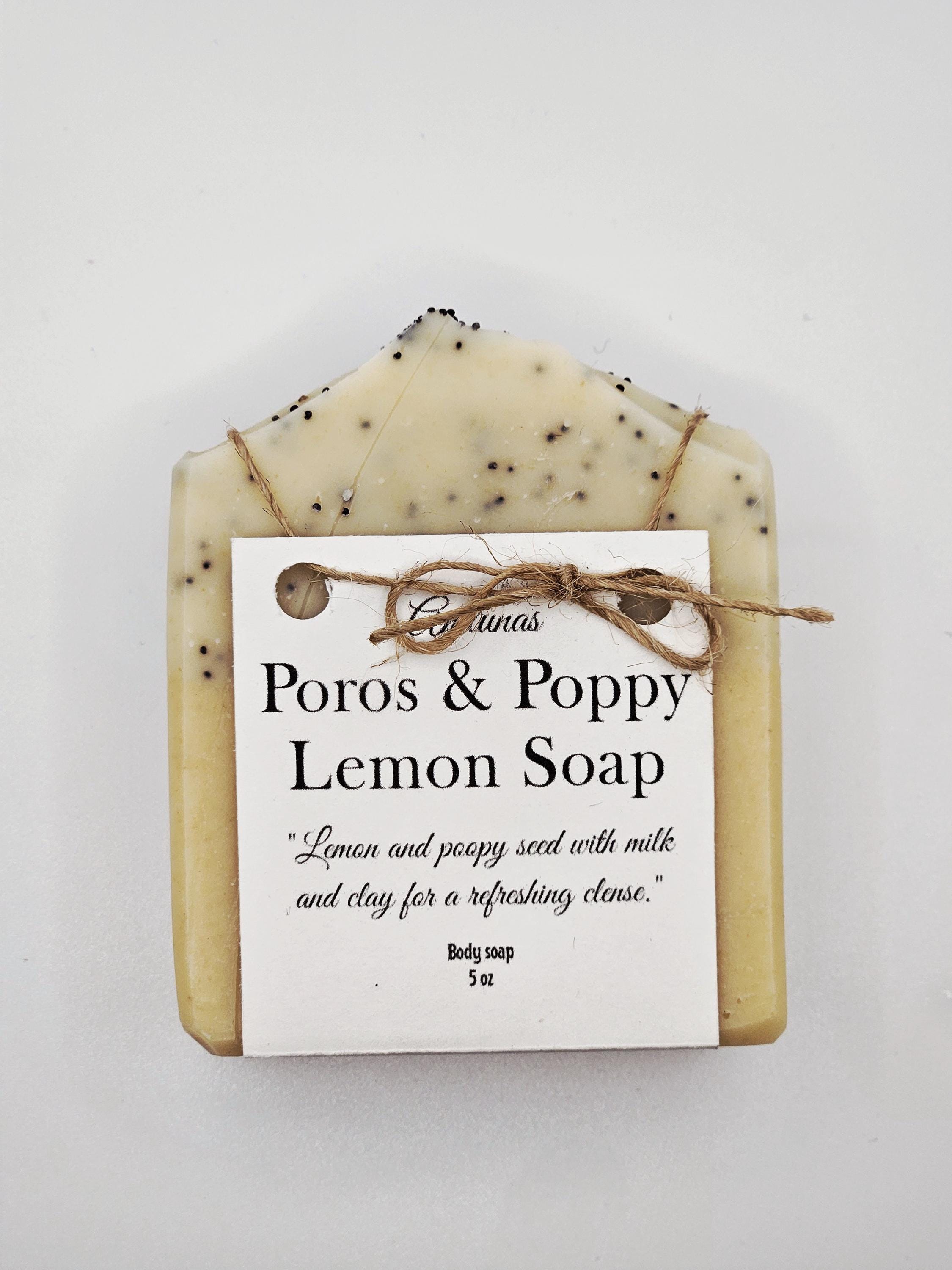 Handmade Lemon Poppy Seed Soap Bar | Natural Cold Process Exfoliating Clay Soap