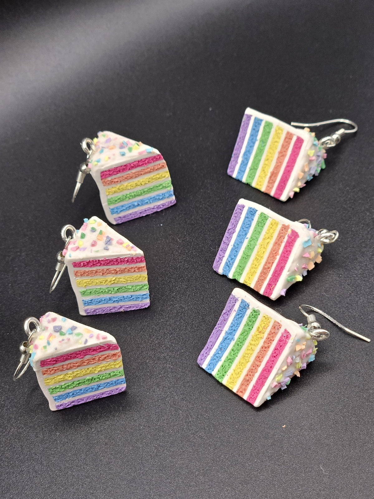 Rainbow cake earrings