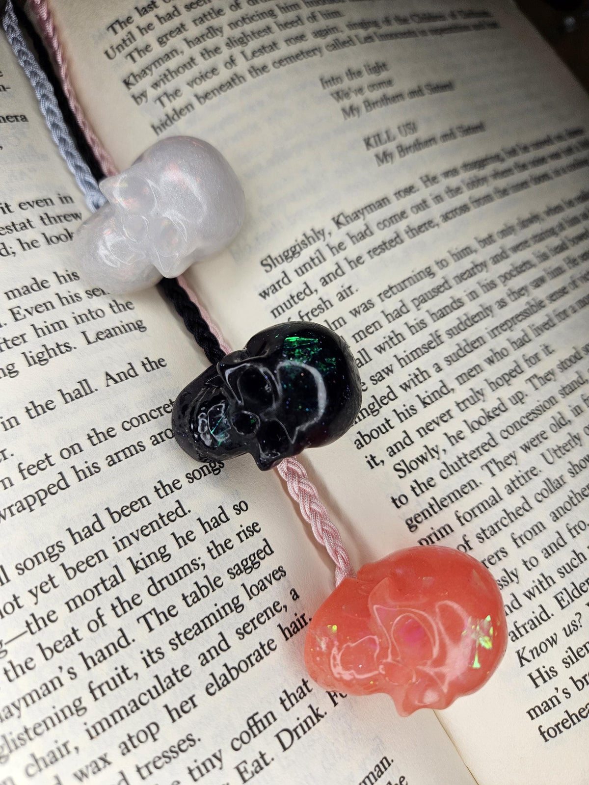 Glow in the dark iridescent skull bookmark