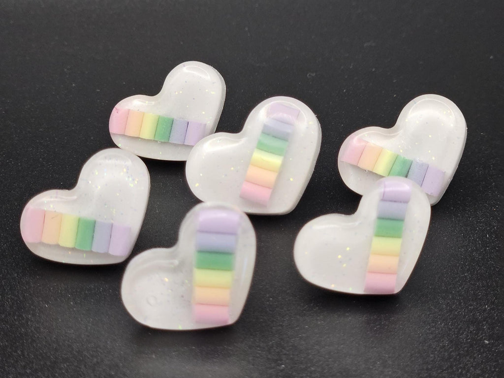 Rainbow hearts stud earrings
