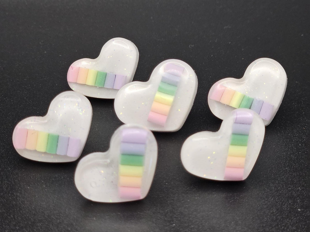 Rainbow hearts stud earrings