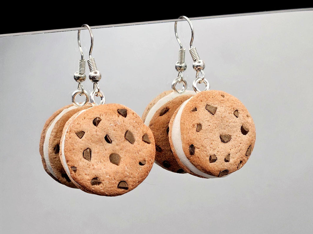 Chocolate chip cookie ice cream sandwich earrings