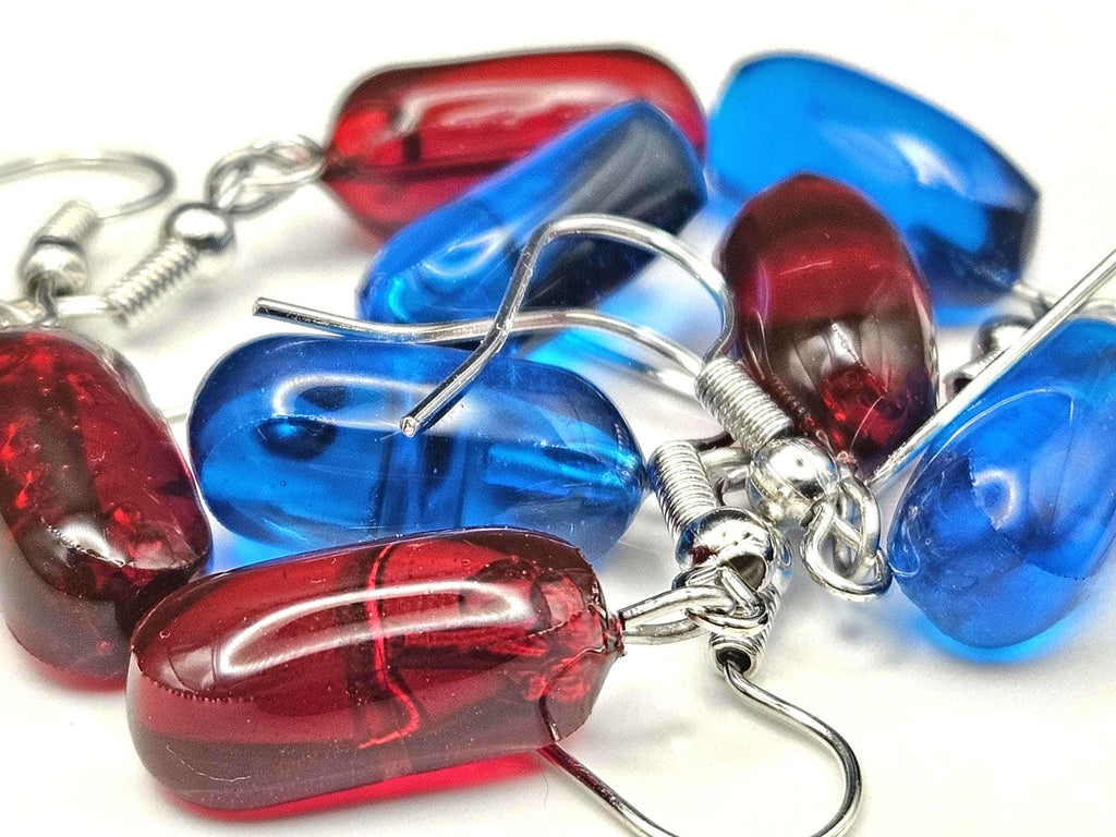Blue pill Red pill resin earrings. What will you choose?