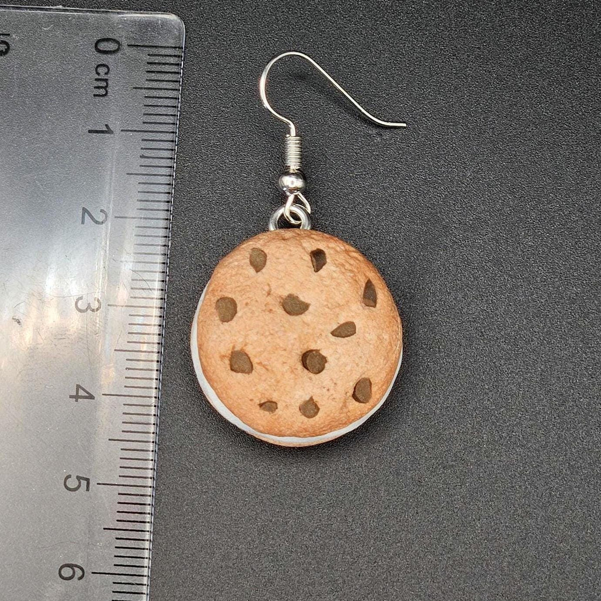 Chocolate chip cookie ice cream sandwich earrings
