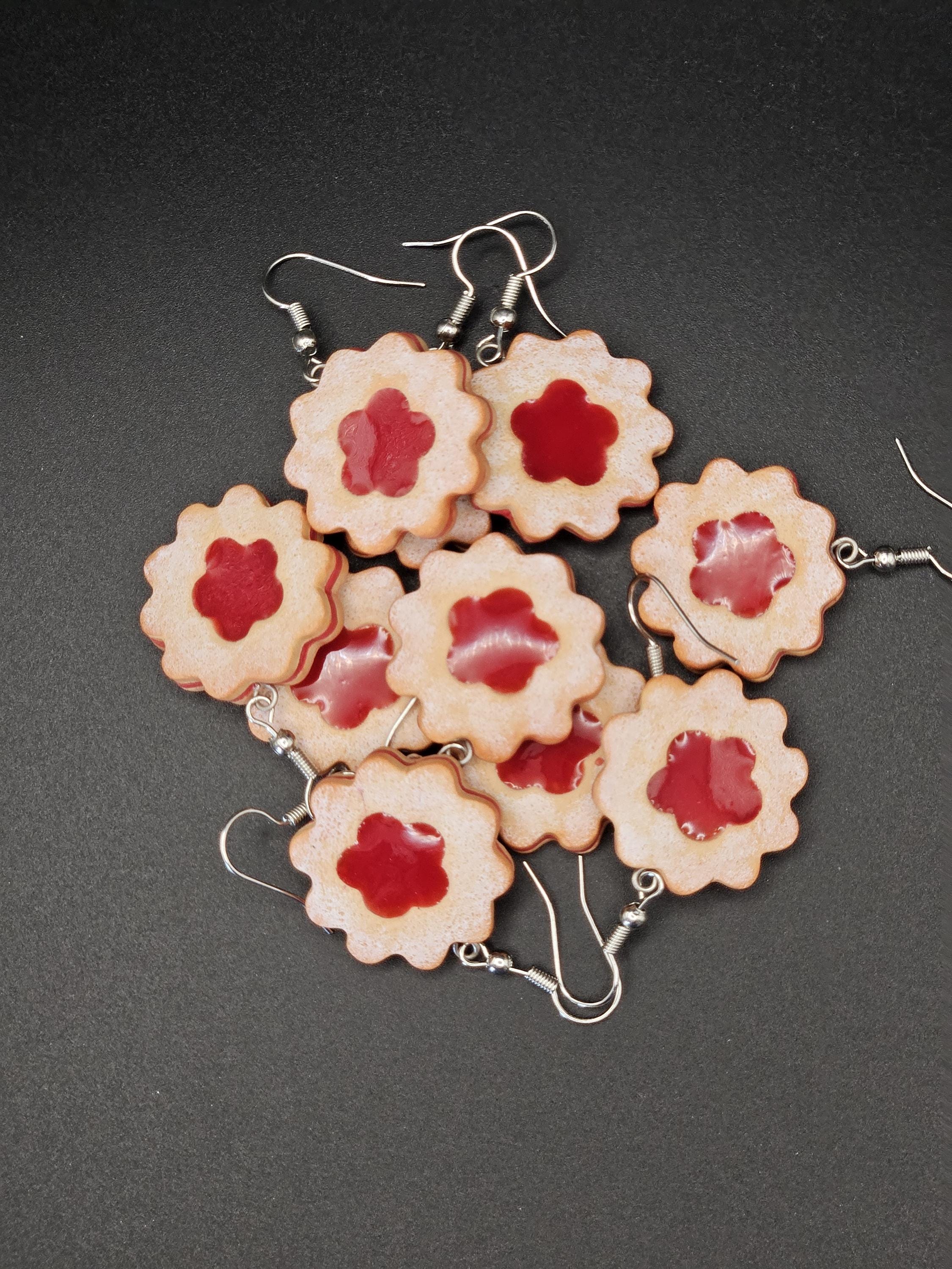 Linzer cookie polymer clay earrings