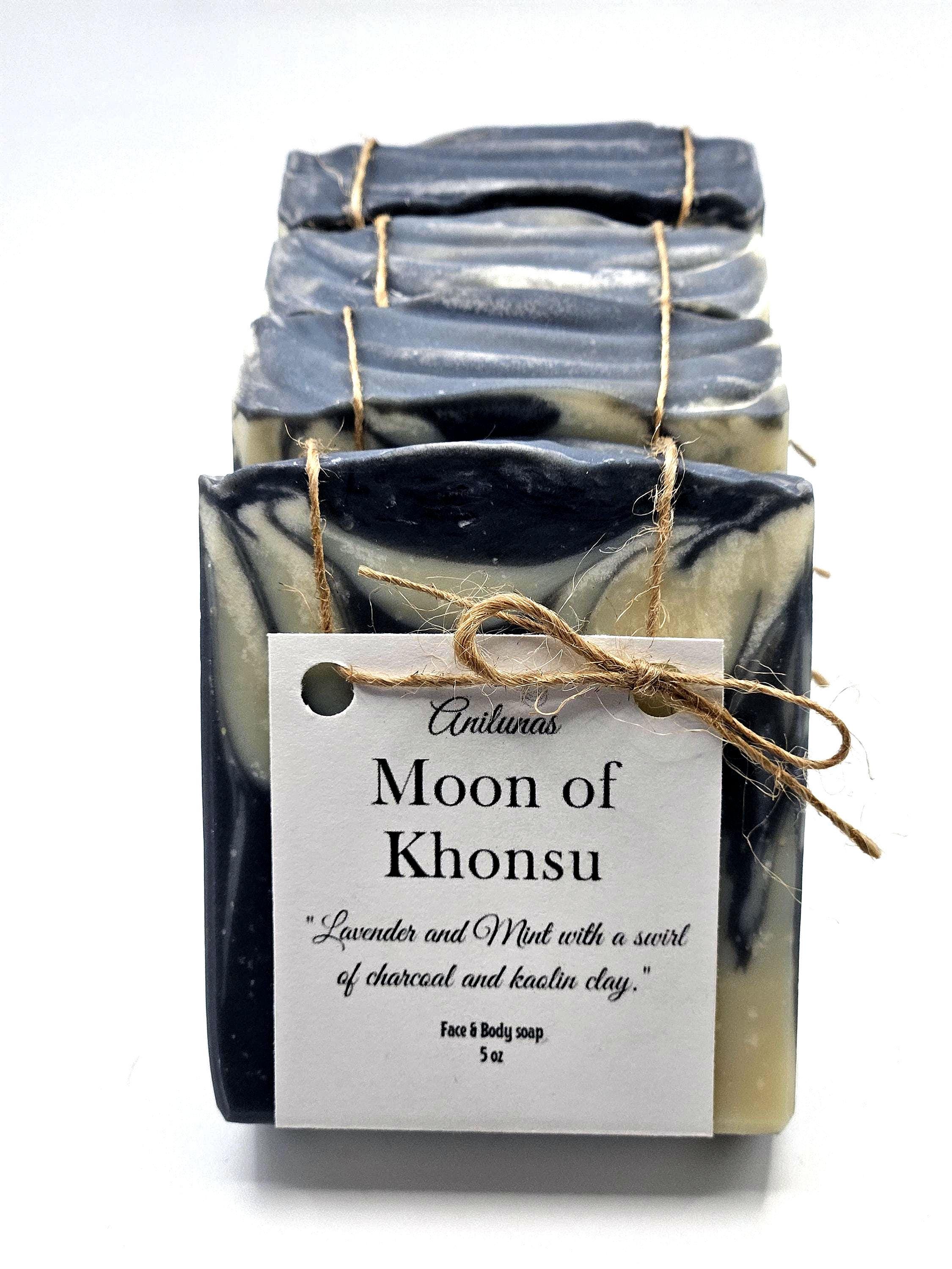 Moon of Khonsu Soap | Lavender Mint Charcoal Bar | Cold Process Cleansing