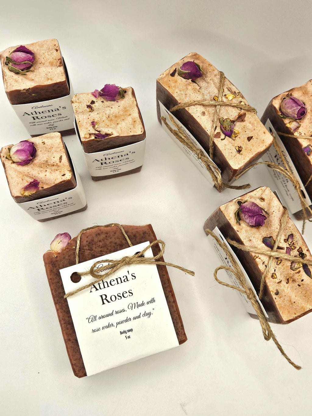 Athena's Roses Cold Process Soap Bar | Rose Water, Rosr Powder and Clay Cleansing Bar