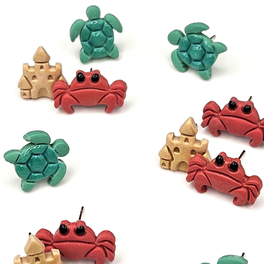 Ocean themed stud earring collection. Under the ocean, the beach and shellys.