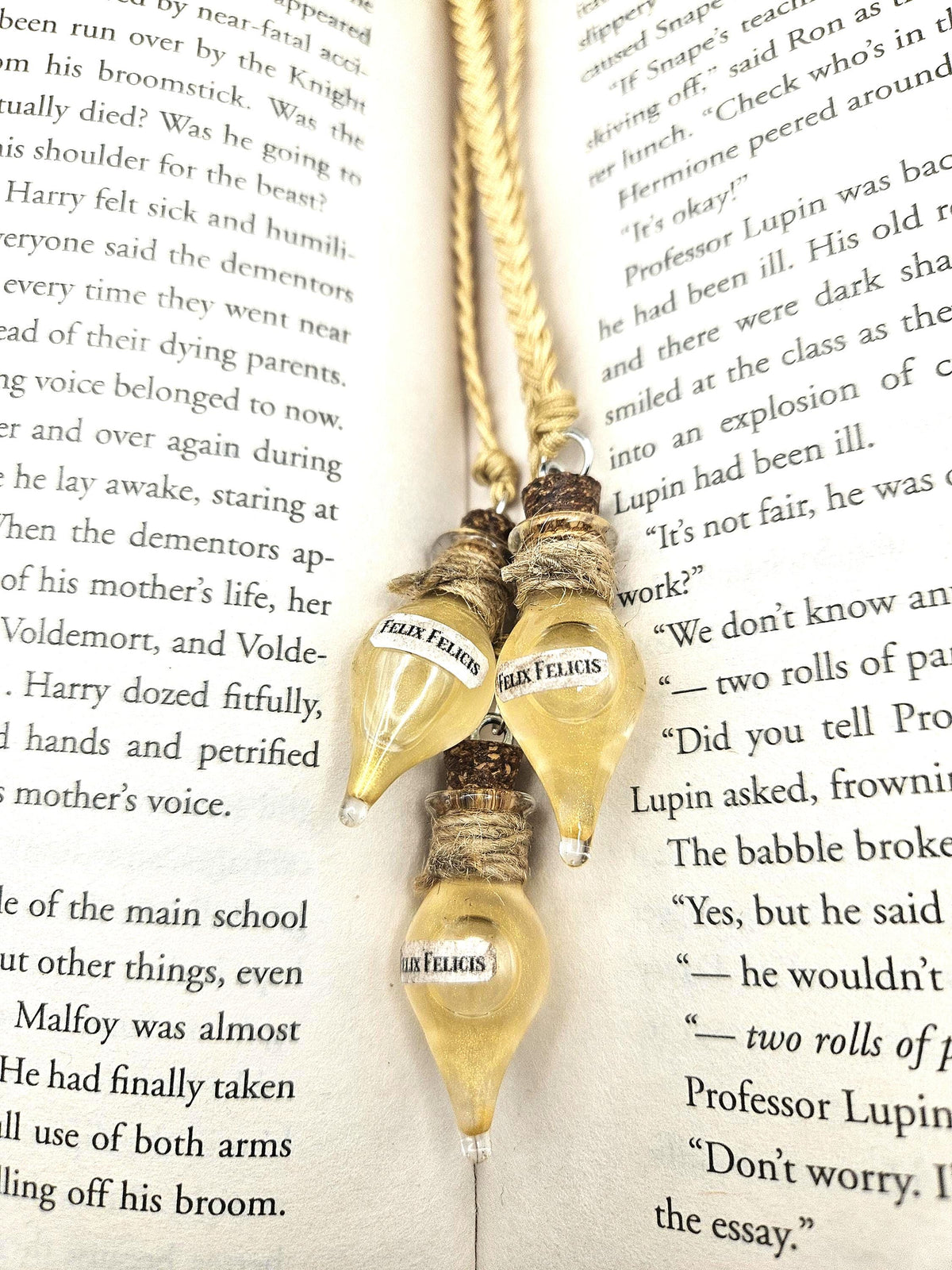 Golden luck potion bookmark- Magical fantasy gift for readers, and book lovers.