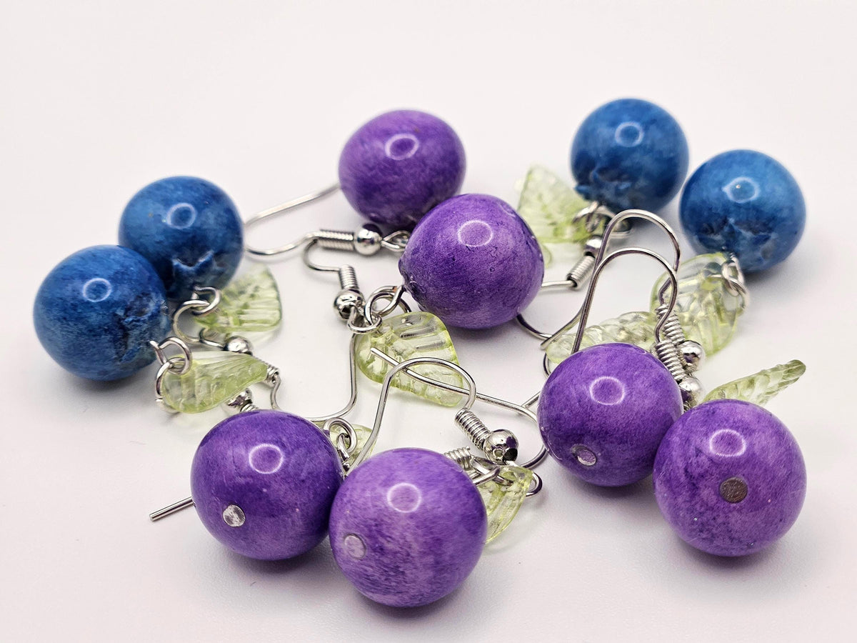Blueberry polymer clay earrings