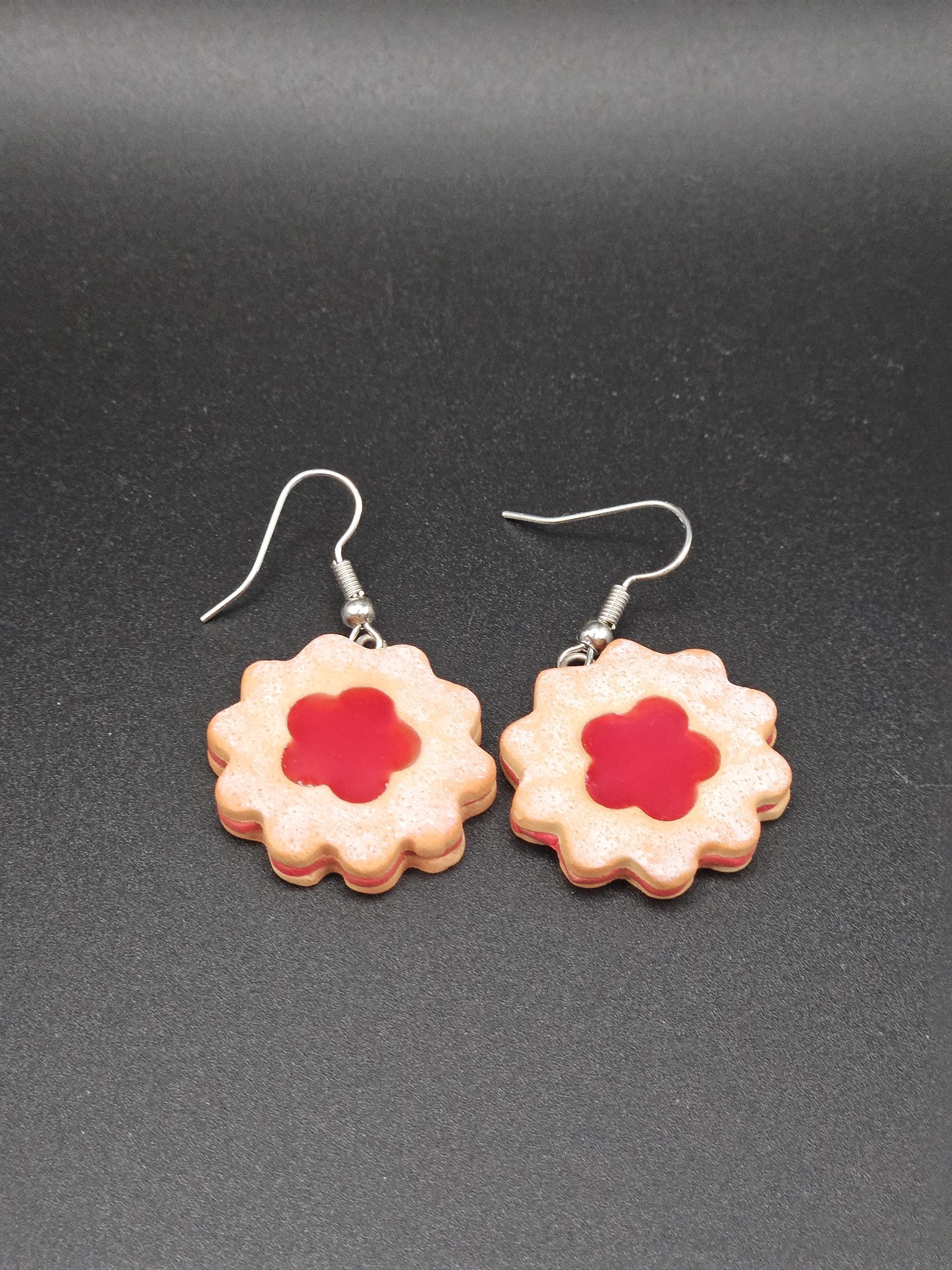 Linzer cookie polymer clay earrings