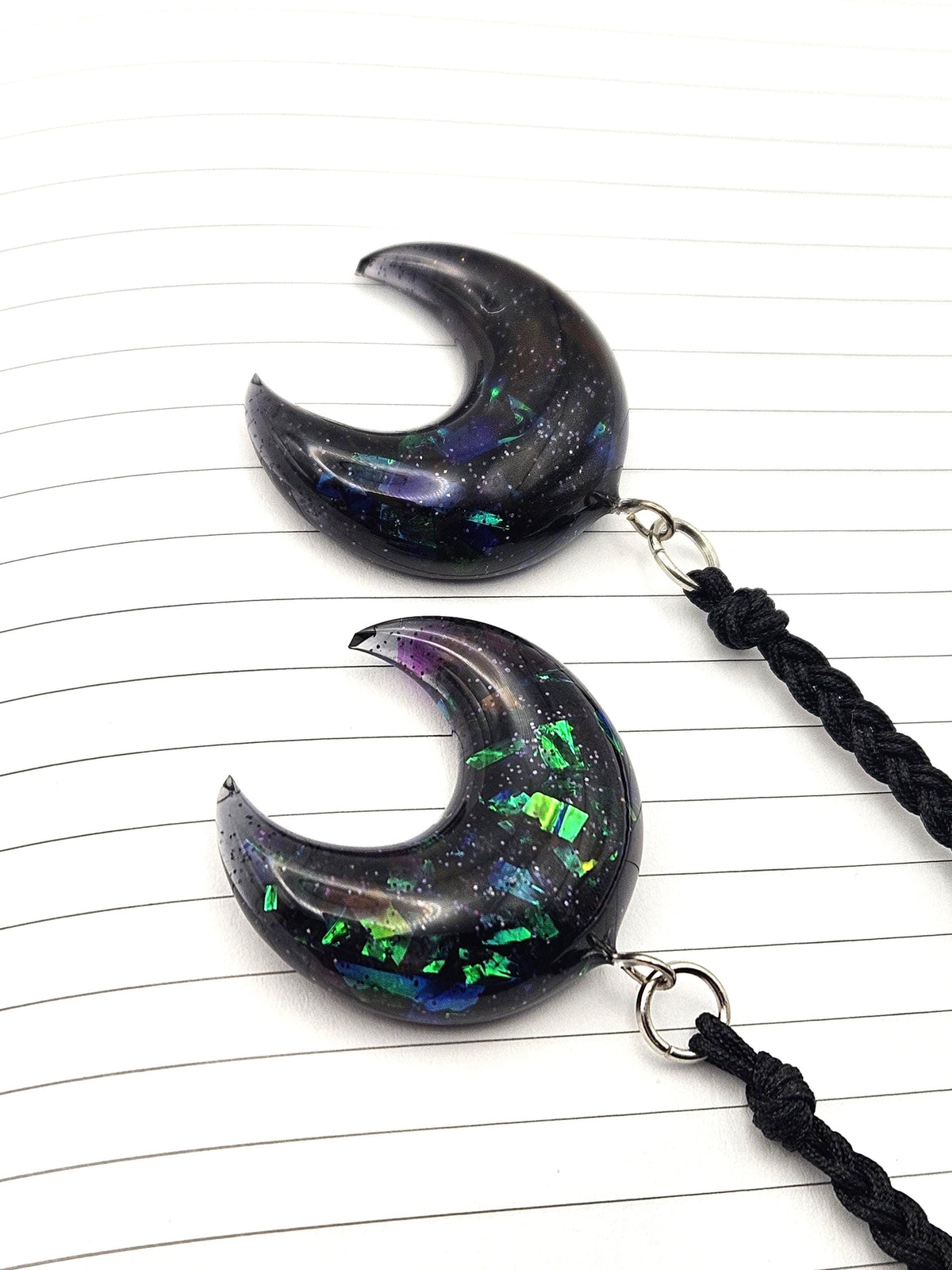 Black opal crescent moon bookmark