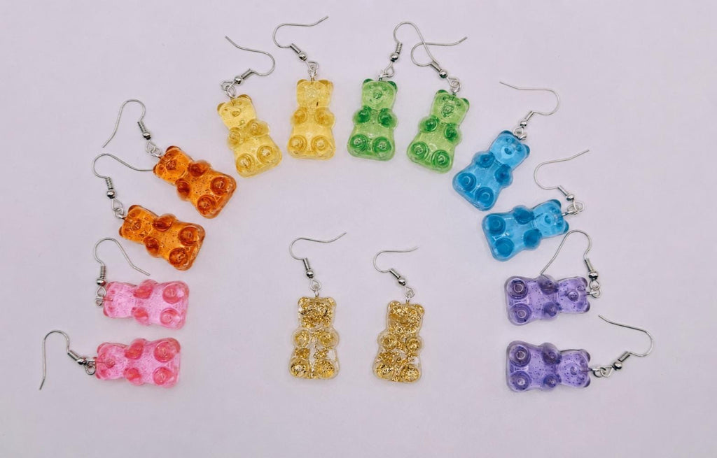 Rainbow Gummy Bear Resin Earrings | Y2K Kawaii Dangle Candy Jewelry