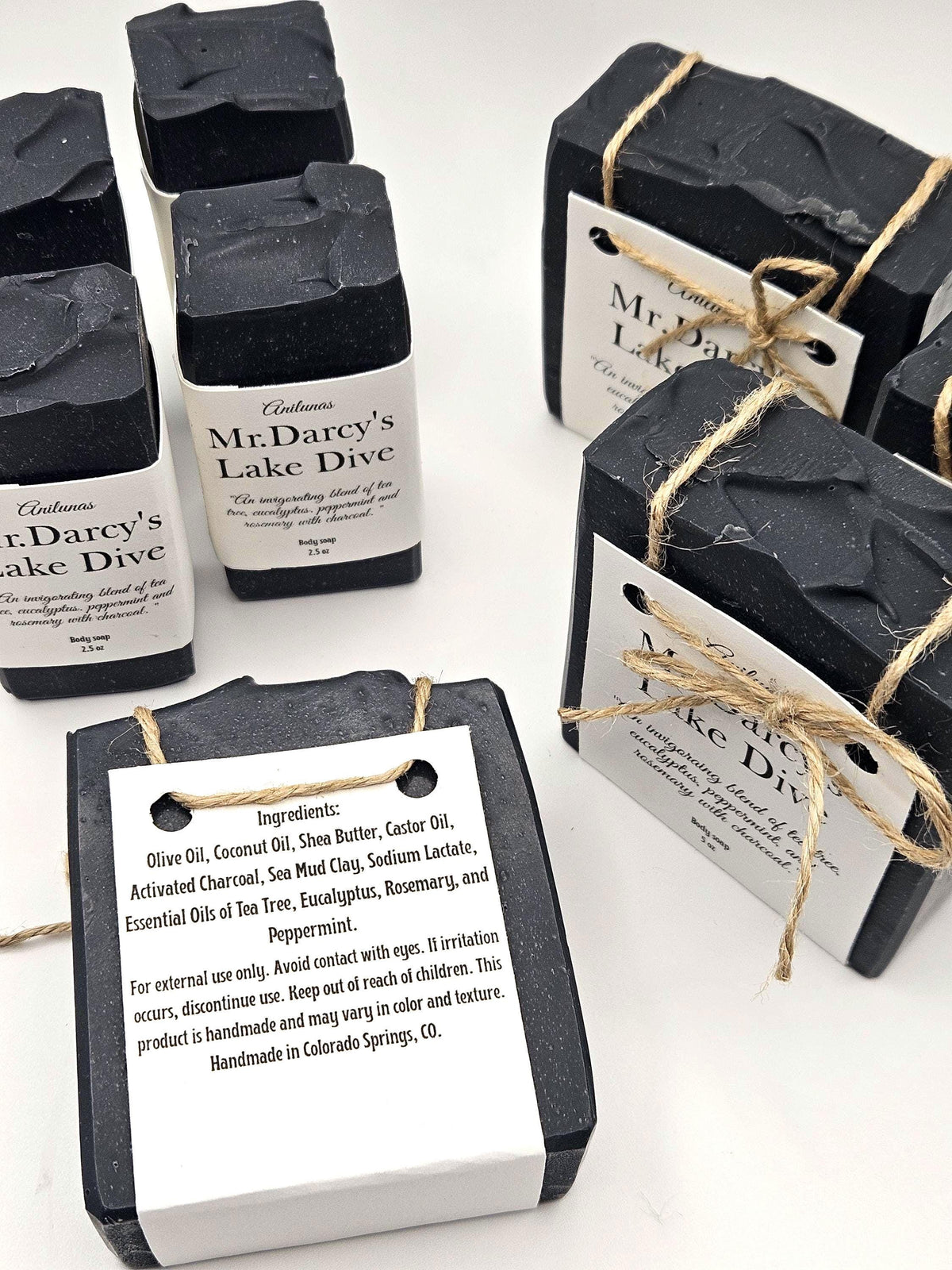 Mr. Darcy's Lake Dive Charcoal Body Bar | Eucalyptus, Peppermint, Rosemary essential oils mens Soap
